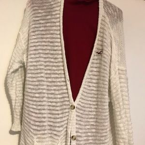 Women’s Hollister cardigan with red shirt